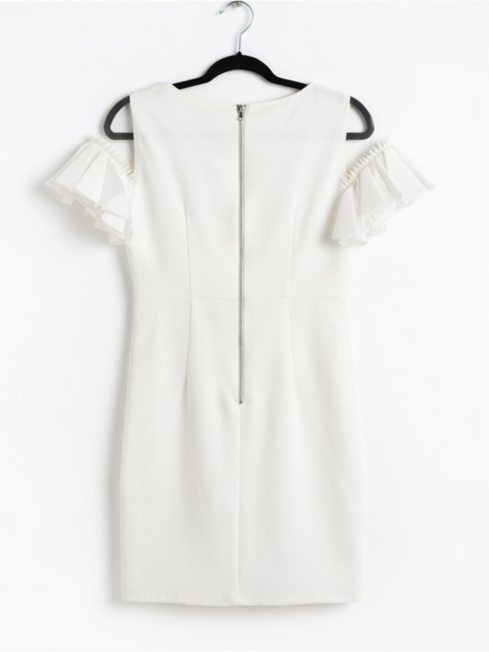Ina White Cold-Shoulder Ruffle Mini Dress - Picture 2 of 5